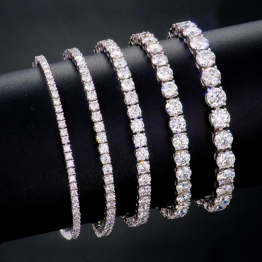 Factory 2-6mm Iced Jewelry 925 Sterling Silver VVS Graded Mossanite Moissanite Diamond Tennis Chain Bracelet Gift