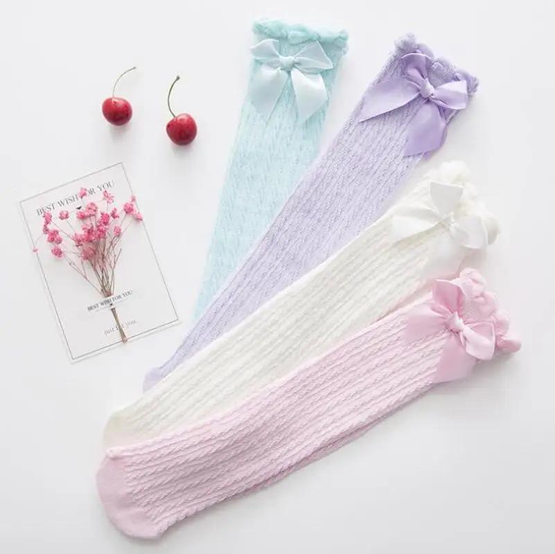 Children's Leg Warm Socks Bowknot Bubble Mouth High Tube Knee High Thin Section No Heel Pods Baby Clothing Accessories Gifts