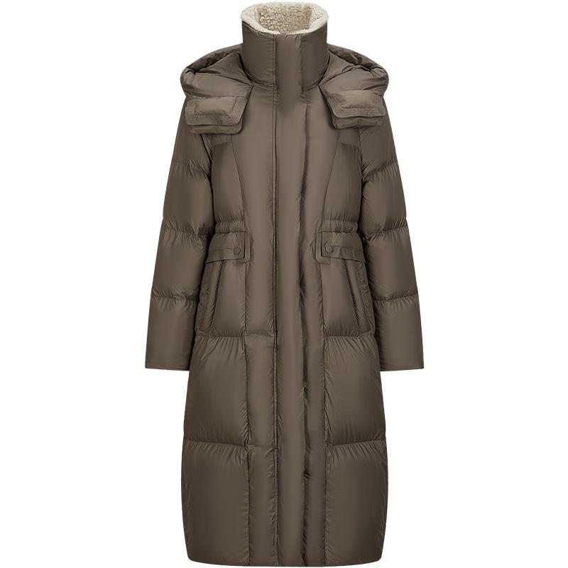 

Women s Cloud Puff Faux Lambswool Trim Goose Down Winter Jacket M