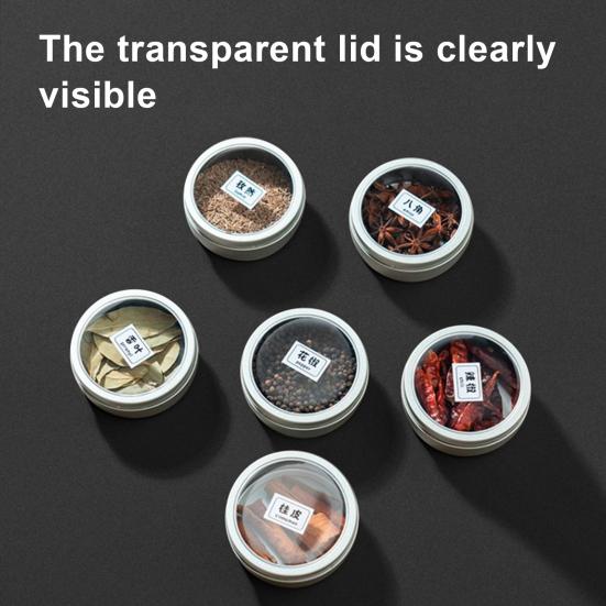 Magnetic Spice Tins with Lids Tinplate Kitchen Seasoning Box for Refrigerator Use, Airtight Mini Spice Canister with Label Stickers