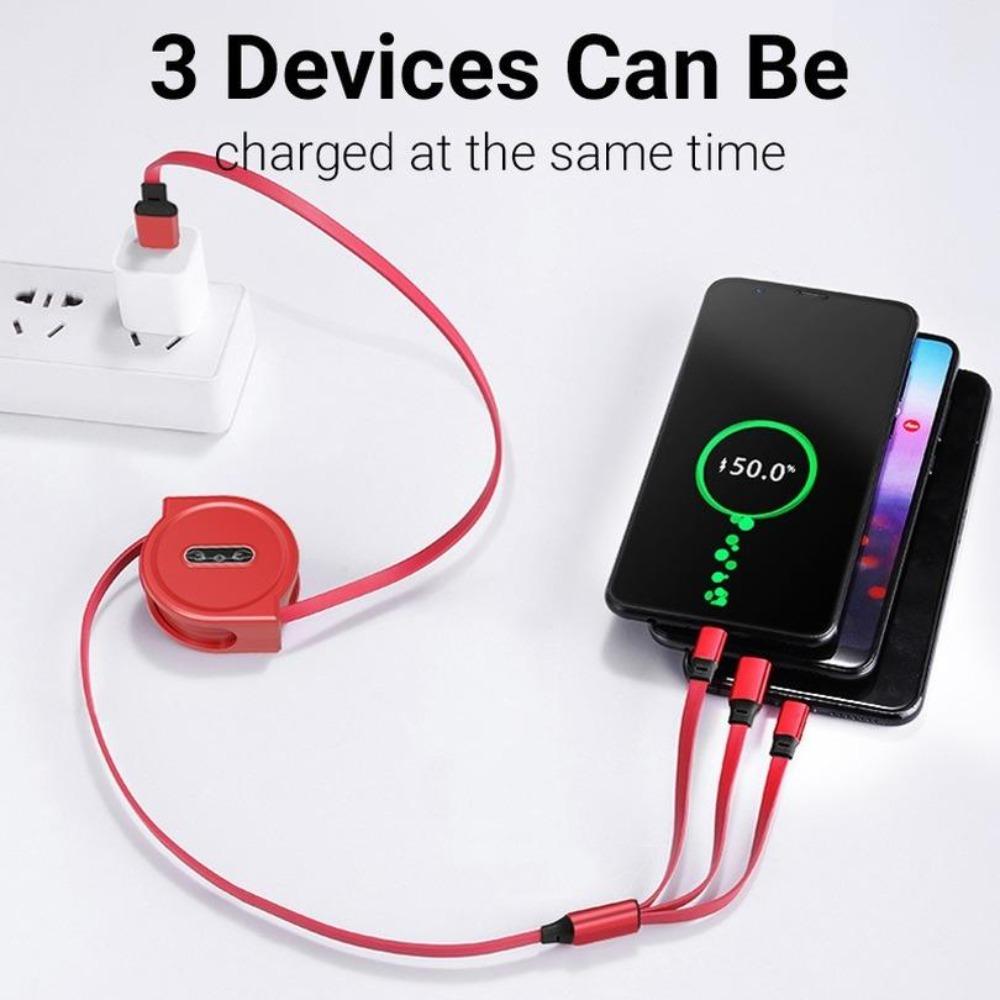 3 In 1 Charging Cable Retractable USB Charge 2.4A Fast Charging For XiaoMi HuaWei Samsung Portable Charging Cable Micro Type-C
