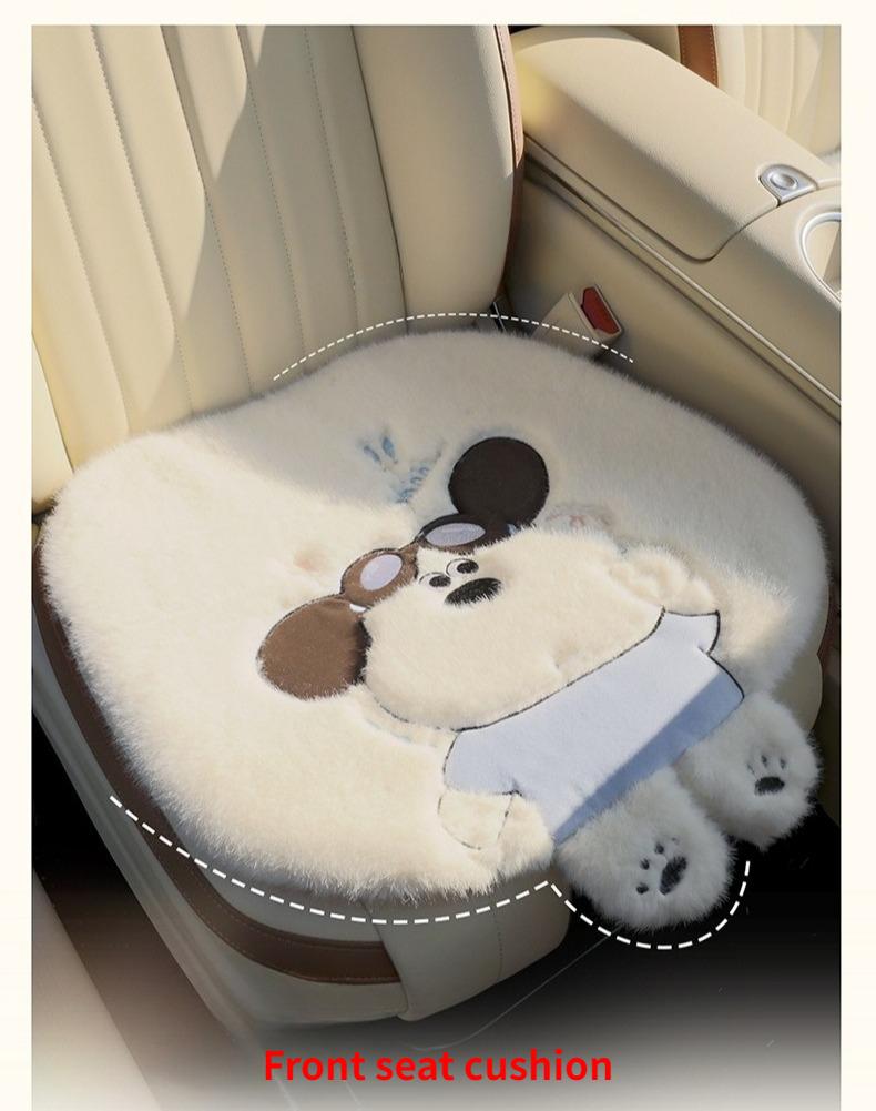 Winter Plush Keep Warm Car Seat Cushion Cartoon Car Seat Accessories Universal Soft Cushion Car Seat Cover Interior Decoration Artificial Plush&Autumn And Winter