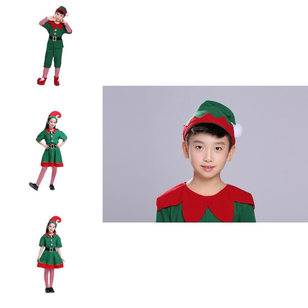 Vibrant Kids Christmas Elf Fancy Dress Outfit For Xmas Parties Role-play Fun