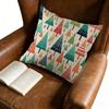1Pc Retro Style Cushion Cover Multicolor Christmas Tree Print Pillowcase For Sofa Bed Living Room Decorative Throw Case 45X45Cm