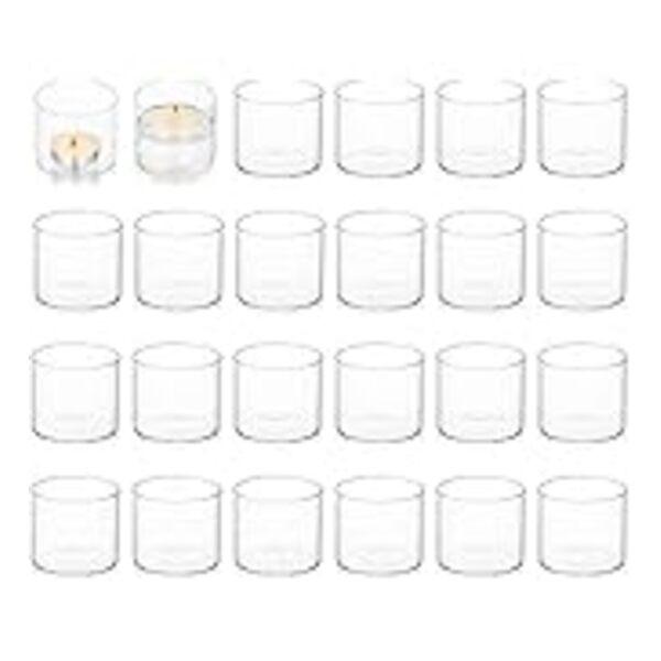 Romadedi Glass for Candlestick - 2 Pcs Clear Small Tapered Candle Holder Dec