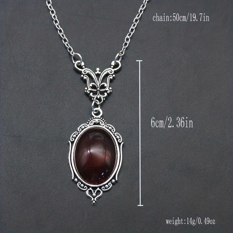 Retro Red Quartz Crystal Necklace With Butterfly Jewelry Pendant Necklace, Women's Vintage Style Neck Jewelry