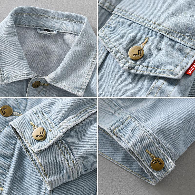 Korean Version Short Denim Jacket Men Youth Fashion Streetwear Vintage Style Button Light Jean Coat Spring Fall Casual Cargo Men Clothing