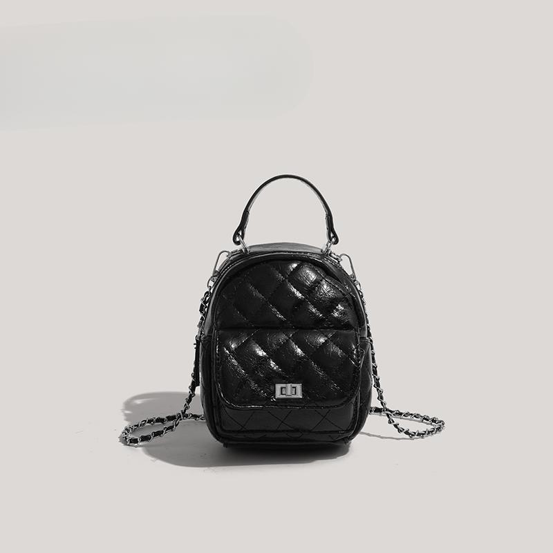 Lässiger Diamant-Rucksack für Damen Mode Textur Reise Kleiner Rucksack Nische Schlicht Vielseitig Kette Kleine Schultasche