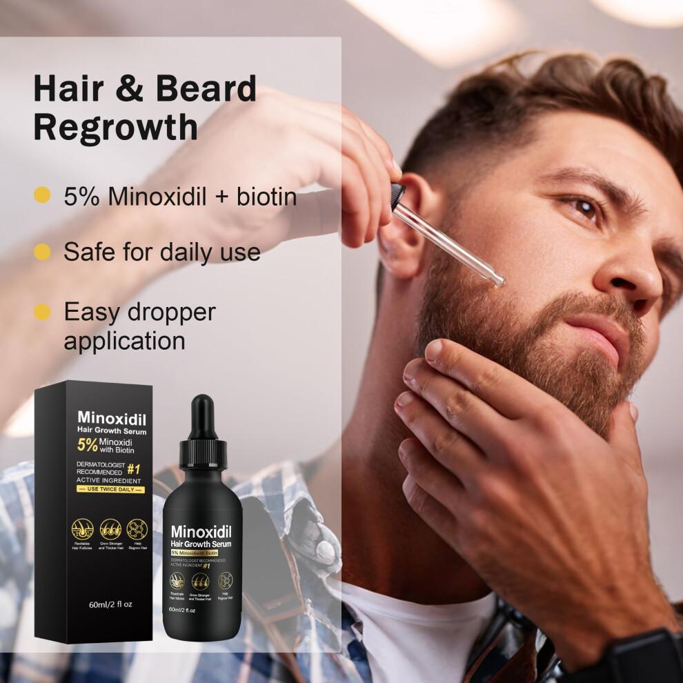 5% Minoxidil Haarwachstums-Serum mit Biotin, 60ml Haarwiederherstellungs-Behandlung gegen Haarausfall und Ausdünnung