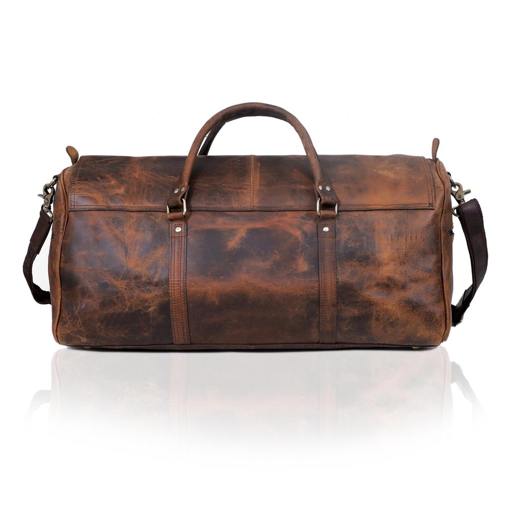 Handmade Full Grain Leather Duffel Bag: Vintage Travel Weekender