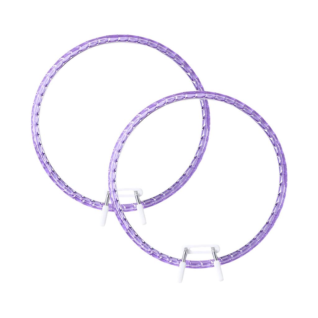 2Pcs Adjustable Spring Loaded Embroidery Frames Round Plastic Stitching Hoops for Needlework Stitching and Sewing Craft