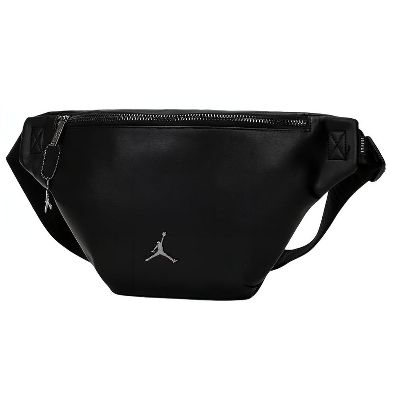 Jordan Metall Flieger Logo Leder Umhängetasche Gürteltasche Unisex Taschen Schwarz JD2133038GS-001