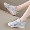 Fashion Women's Sneakers Fashion Breathable Mesh Women Shoes Sliver Thick Bottom Sneakers Vulcanized Shoes Comfy Lace Up Tennis Shoes