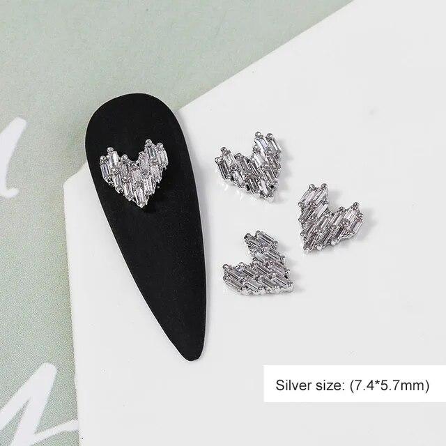 2pieces 3D Metal Zircon Nail Art Jewelry Japanese Nail Decorations Top Quality Zircon Crystal Manicure Zircon Diamond Charms