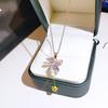 Design-inlaid Diamond Bow Pendant Personality Simple Light Luxury Necklace Clavicle Chain Women