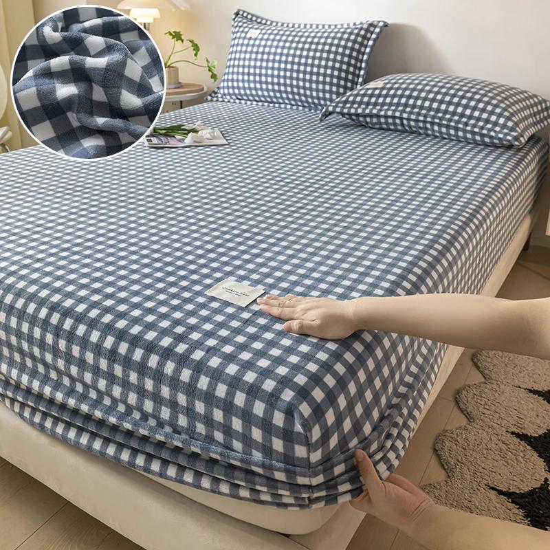 Thickened Velvet Mattress Cover High-quality Solid Color Bedspread Latex Mattress Elastic Soft Mattress Covers 160/180/200x200cm