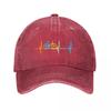 Rainbow Bicycle Heartbeat Line Cycling Graphic Design Washed Baseball Cap Outdoor For Womens Unisex FeUnisex