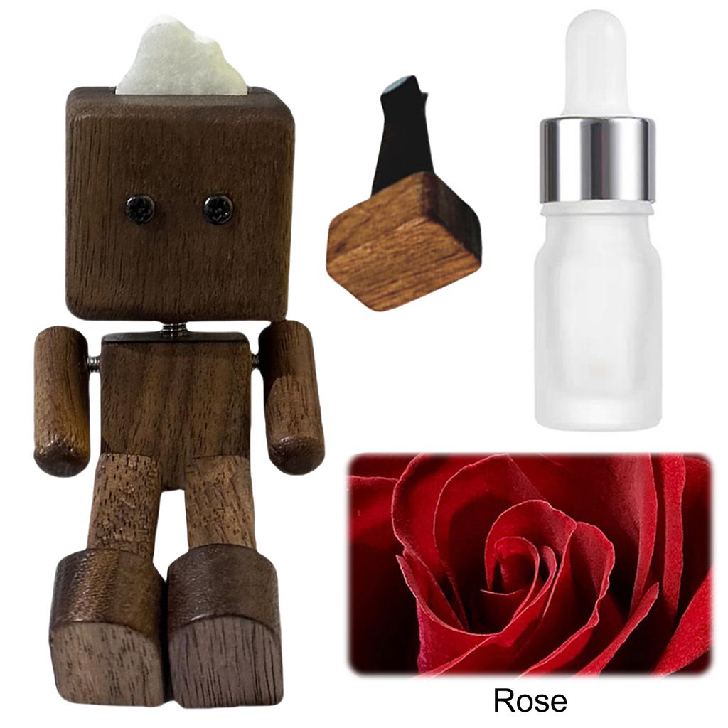 Shaking Wooden Man Fragrance Diffuser Figurine Car Decoration Small Ornaments Leg-swinging Robot Figurine Cute Wood Man Car Goo