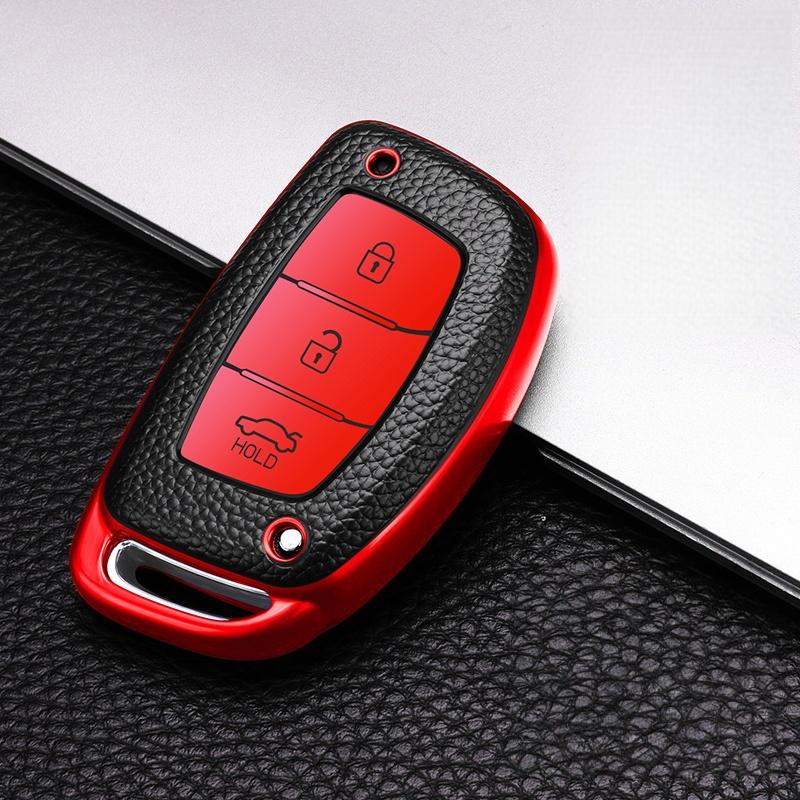 

Кожаный ТПУ Чехол для Смарт-Ключа Автомобиля для Hyundai Elantra I10 I20 I30 HB20 IX25 IX35 IX45 TUCSON Avante Чехол-Ракушка Держатель style A красный