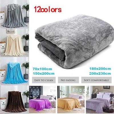 Light Thin Washable Flannel Blanket Plaids Super Warm Soft Blankets Throw for Sofa/Bed/ Travel Patchwork Solid Bedspread
