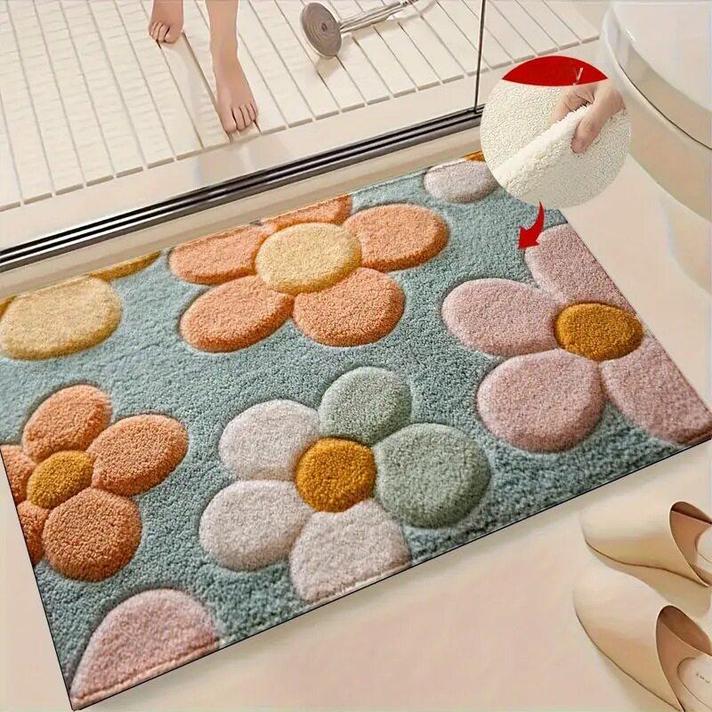 Vivid 3D Flower Fruit Anti Slip Absorbent Rug Welcome Doormat For Bathroom Bedroom Front Door Farmhouse Cute Home Decor