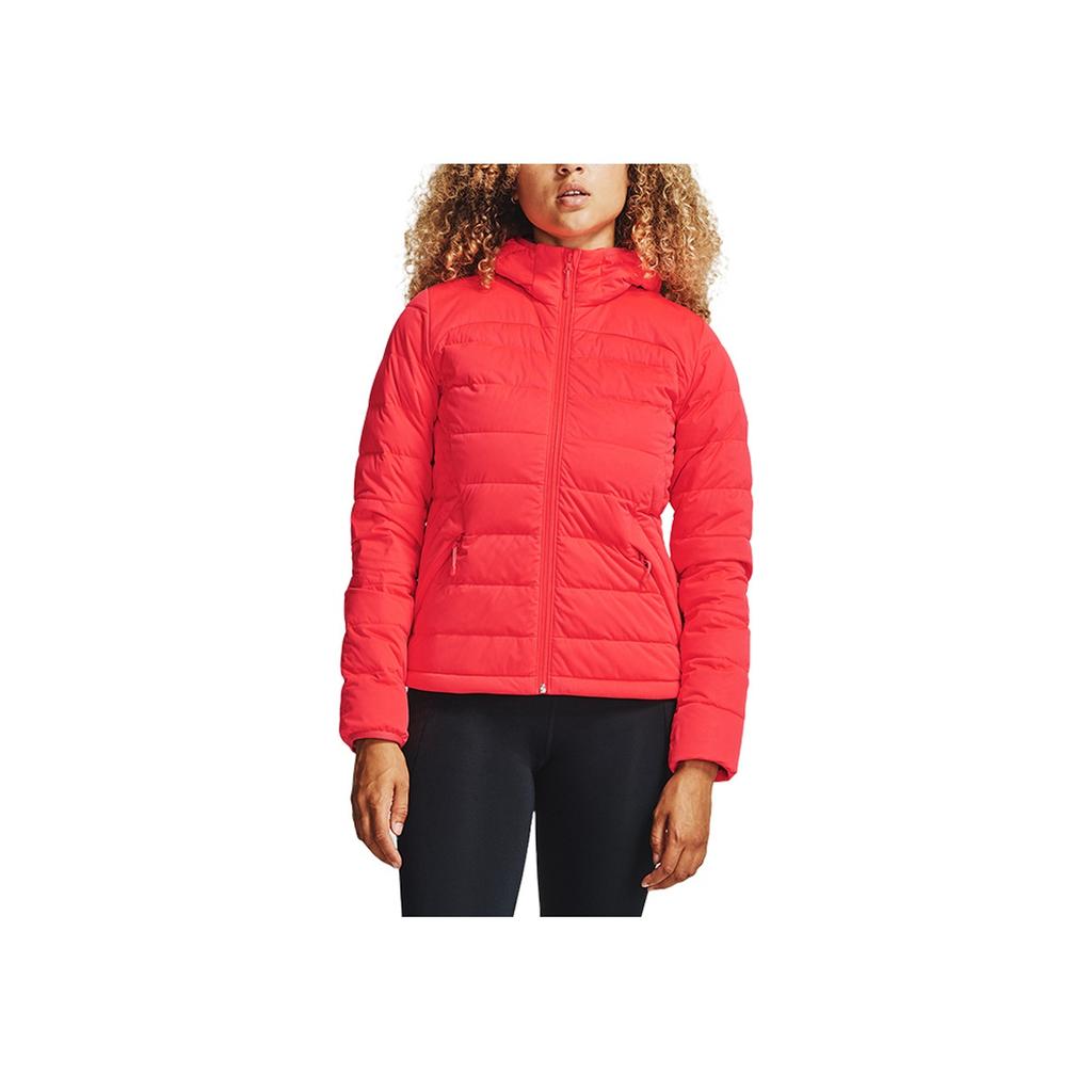 Under Armour Teplá Jednobarevná Péřová Bunda s Kapucí Dámská Svrchní Oblečení Melounově Červená 1355833-628