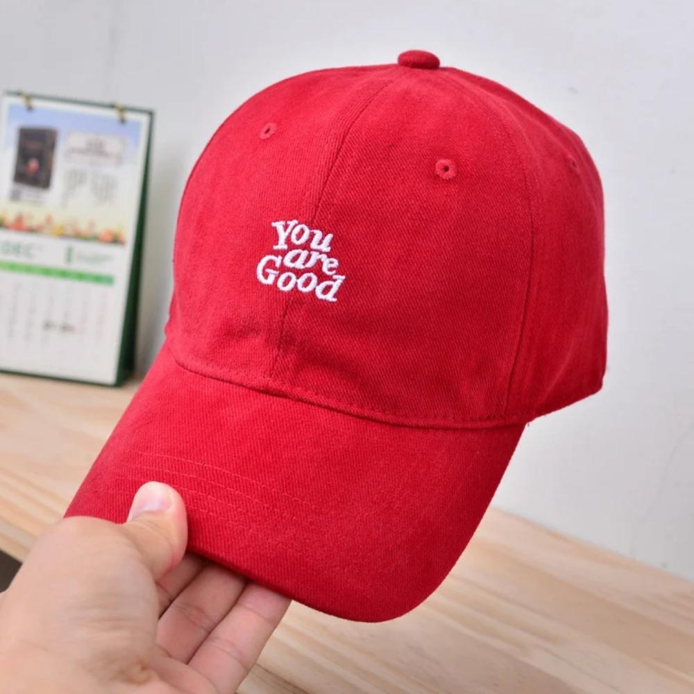 Korean Style English Embroidery Baseball Cap Visor Cap Summer Anti-UV Sun Hat Casual Peaked Cap Trucker Cap Hip Hop Gorras красный