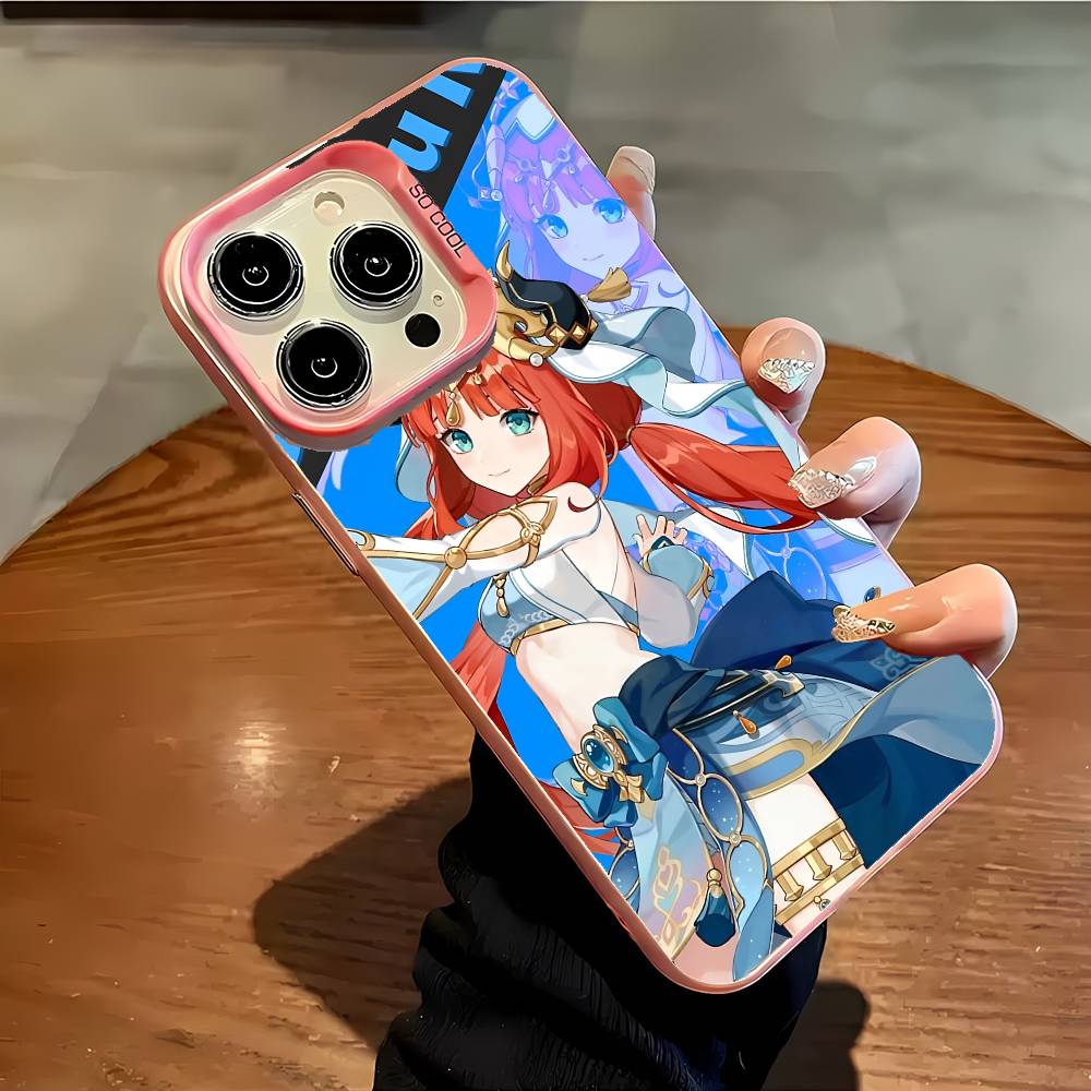 Nilou Genshin Impact Phone Case For IPhone 17 16 15 14 13 12 11 Plus Pro Max Multicolor Aurora Laser Shockproof Funda Cover