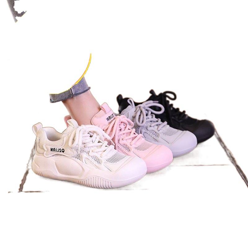Popular Korean version mesh breathable thick baseplate shoes women's 2025 summer new color matching versatile casual sports shoes women