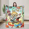Cuphead cartoon Flannel Blankets  Super Warm Throw Blanket for Couch Chair Camping Fashion Bedspread Sofa Bed Cover