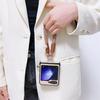 Applicable to Samsung ZFlip5 folding mobile phone case three-dimensional wavy zflip4 portable lanyard protective leather case