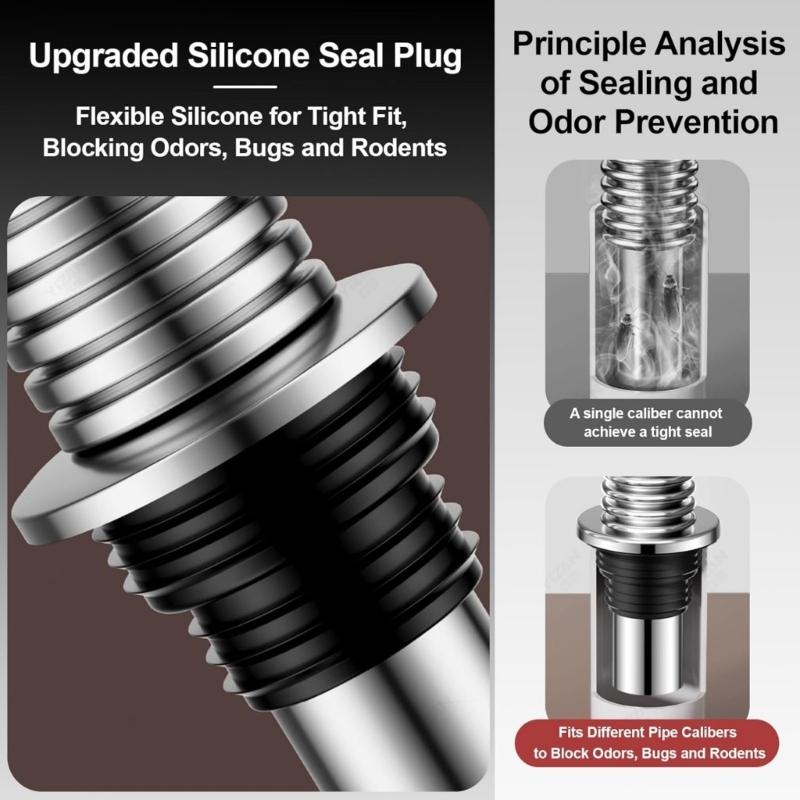 Cap Single Slot Drain Pipe With Silicone Seal Flexible Sink Drain Hose For Odors Prevention And Leakproof