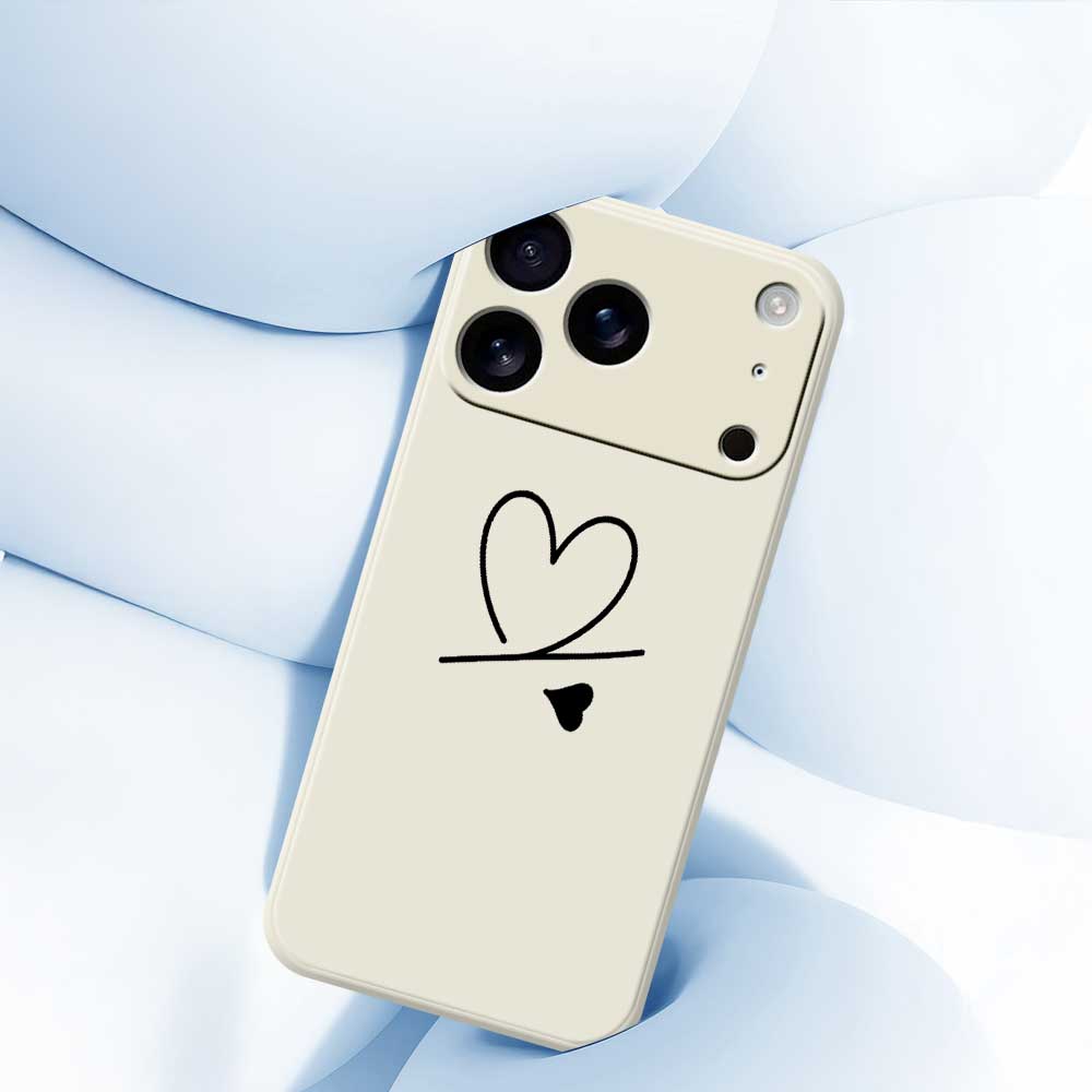 For iPhone 17 Pro Case Black Love Pattern Printing Straight Edge TPU Phone Back Cover
