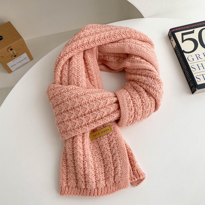Versatile knitted wool red scarf women's new winter high-end warm couple scarf student