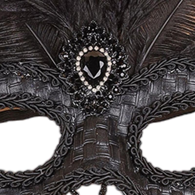 Contemporary Feather Embellished Plastic Eye Cover Lightweight Costume Ball Mask For Festive Event for Women Girls