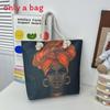 Cotton Canvas Tote Bag Female Large Capacity With Drawstring Closure For Travel And Shopping
