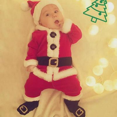 Langarm-Kleiderset im europäischen und amerikanischen Weihnachtsmann-Stil für Jungen und Mädchen – vierteilig