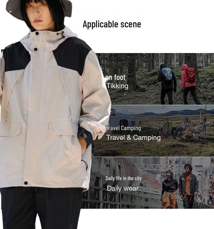 Korean Style Men's Loose Fit Outdoor Suit: 3-in-1 Winter Windbreaker