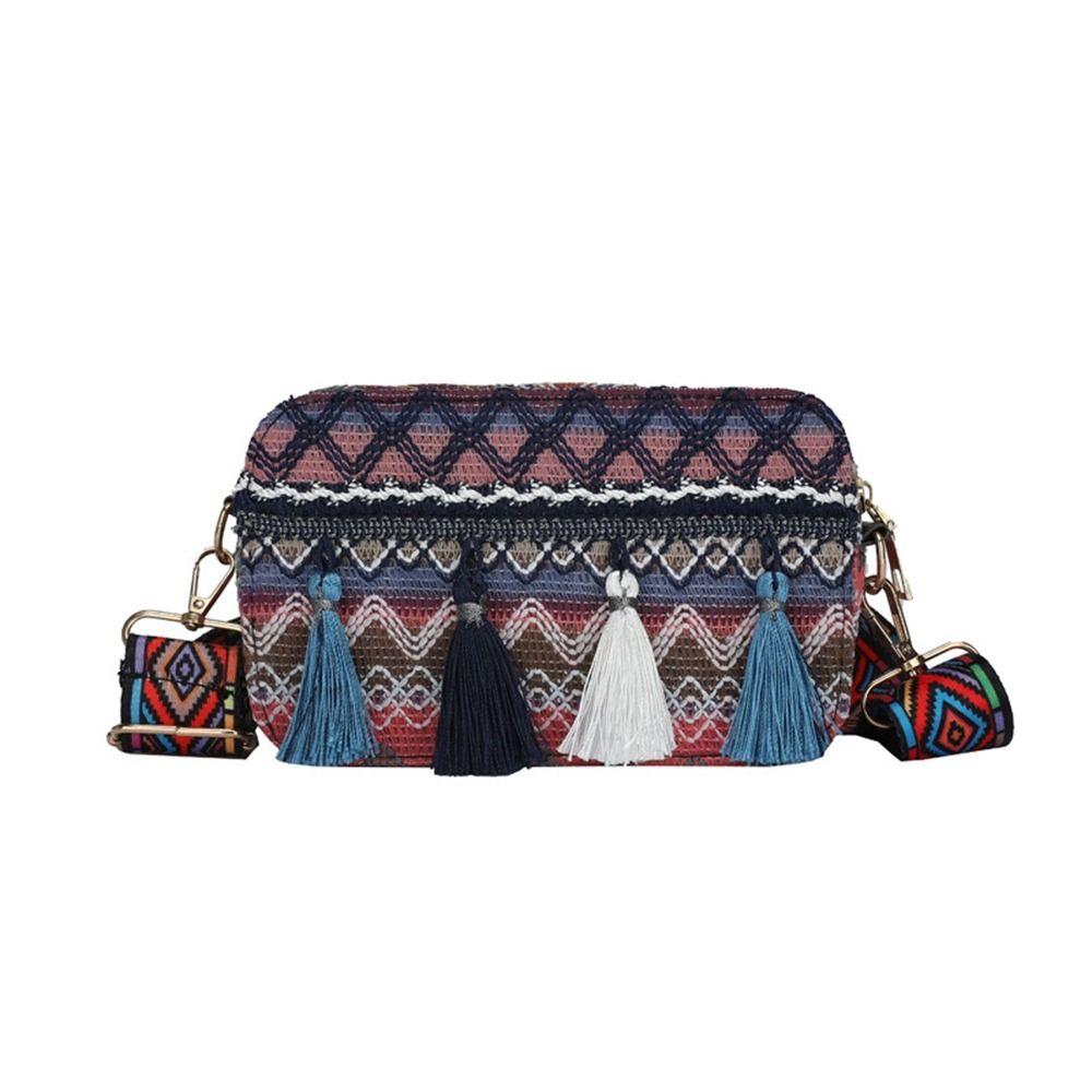 Bohemian Fringe Cloth Handbag Crossbody Bags Small Square Bag Ethnic Style Bag Women Shoulder Bag
