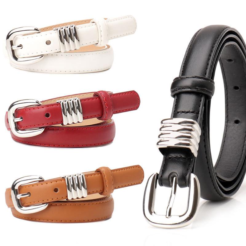 Womens Slim Faux Leather Belt Fashion Alloy Buckle For Office Or Casual Looks