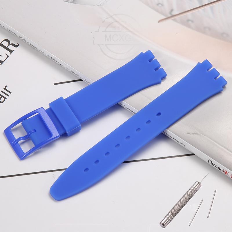 Silicone Watch Band For Swatch 17mm 19mm 20mm Pin Buckle Waterproof Bracelet Wristband Watch Accessories