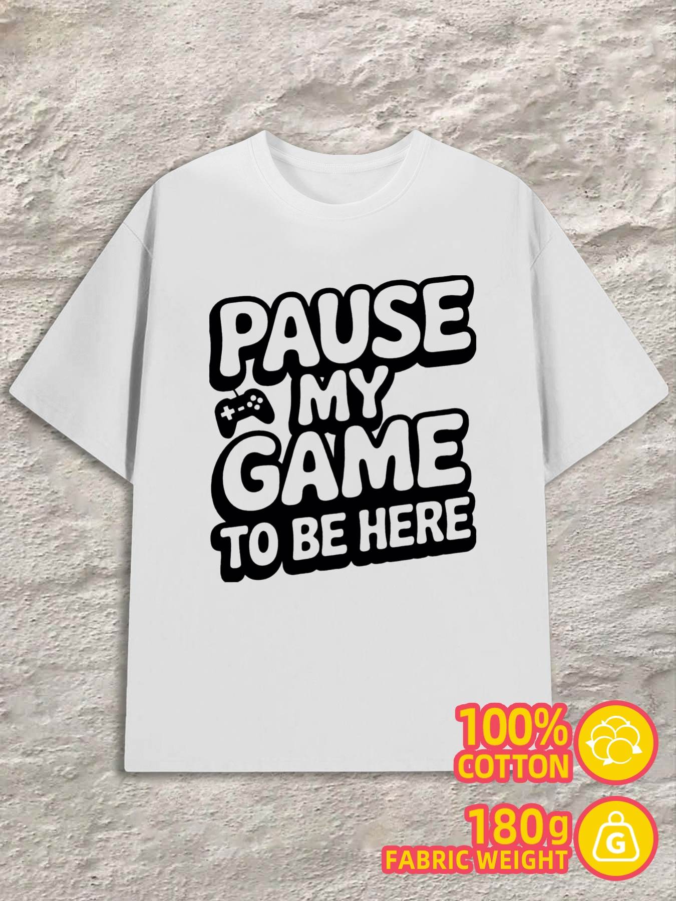 Men s T-Shirt Y2K Pause My Game Shirts White M