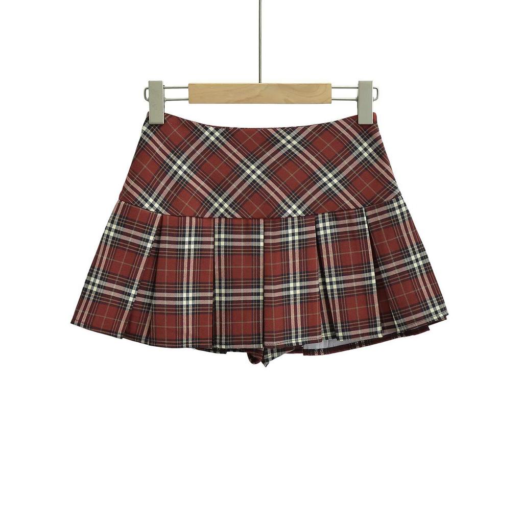 Plaid High-Waisted Pleated Skirt - 2026 Spring Arrival, Women's College Style