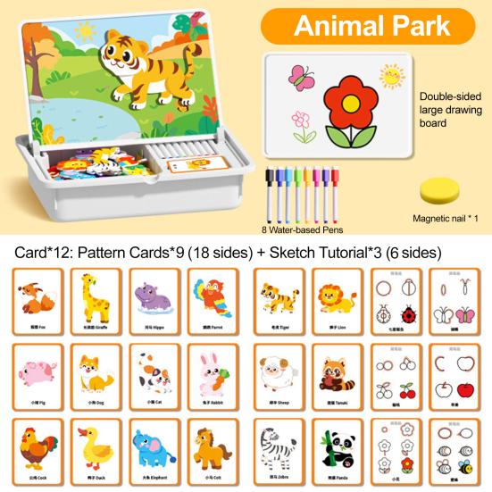 Cartoon Magnetic Puzzle Board Game Dress-up Dinosaur Vehicles Animal Preschool Learning