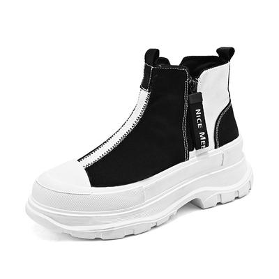 Autunno Uomo Casual Sneakers Canvas Chunky Platform Stivaletti High-cut Zip Patchwork Sneakers Scarpe sportive traspiranti da uomo