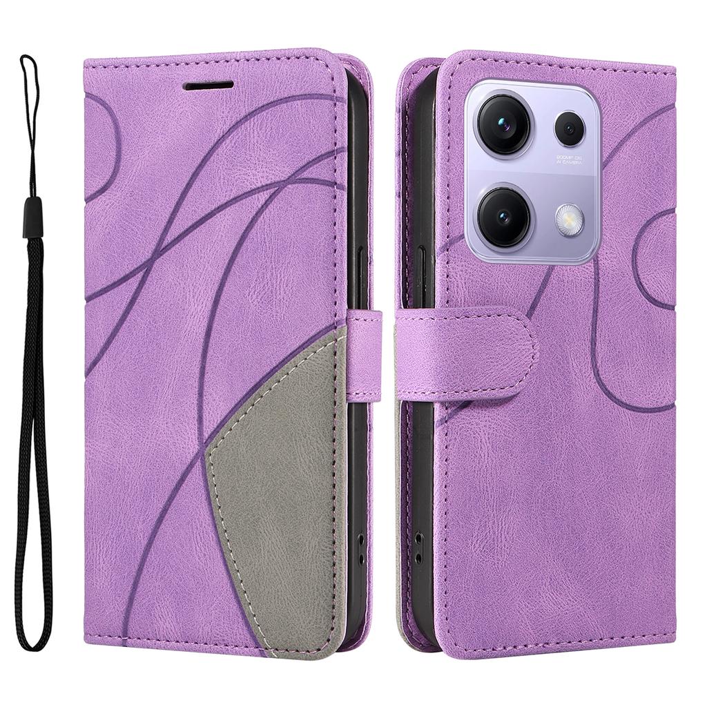 For Xiaomi Poco M6 Pro 4G/Xiaomi Redmi Note 13 Pro 4G/Xiaomi Redmi Note 14S 4G Leather Phone Case Stand Wallet with Bi-colour Splicing Design