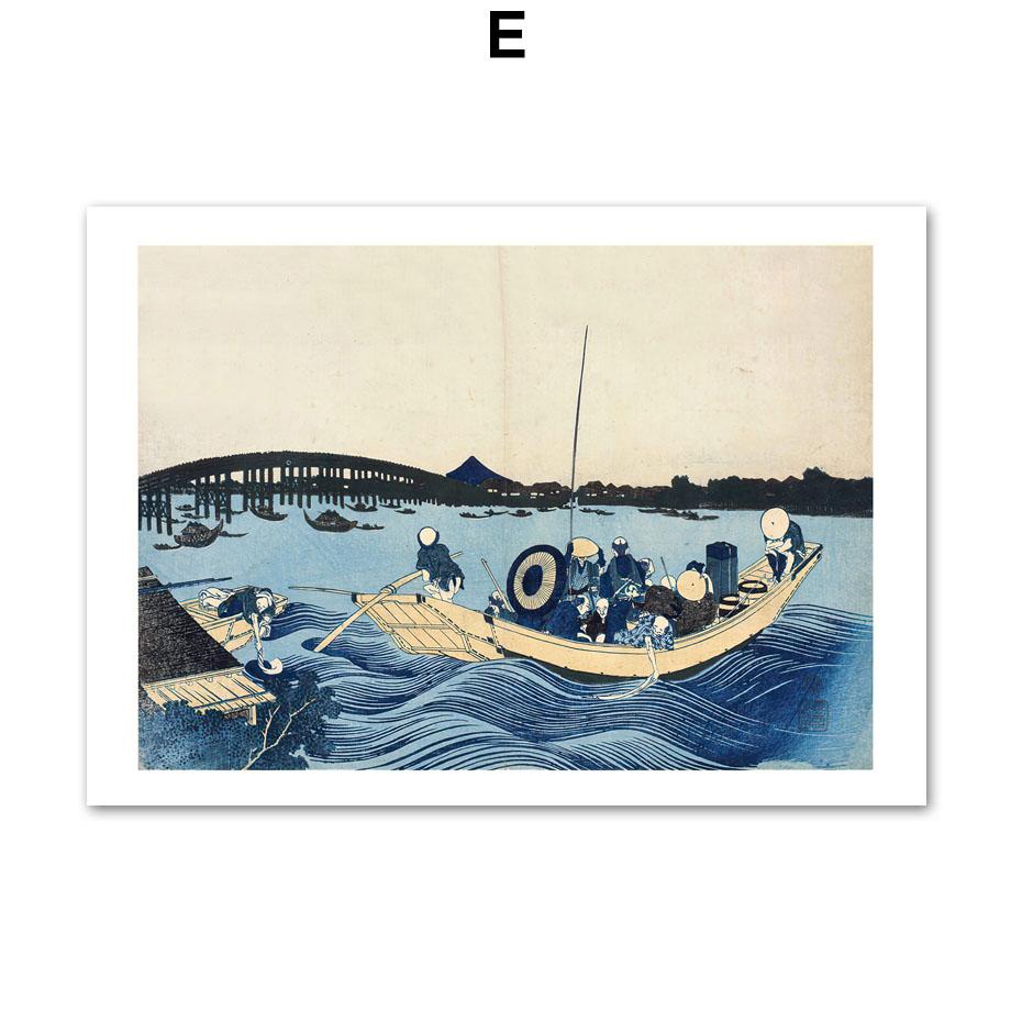 Katsushika Hokusai Kanagawa Great Wave Posters Vintage Japanese Wall Art Print Canvas Painting Decor Pictures For Living Room