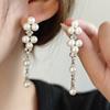 Retro Diamond-Set Flower Fringed Pearl Stud Earrings, French Elegant High-End Light Luxury Fashion Temperament Earrings
