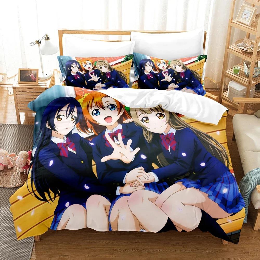 3D Cartoons LoveLive! School idol project Bedding Sets Duvet Cover Set With Pillowcase Twin Full Queen King Bedclothes Bed Linen