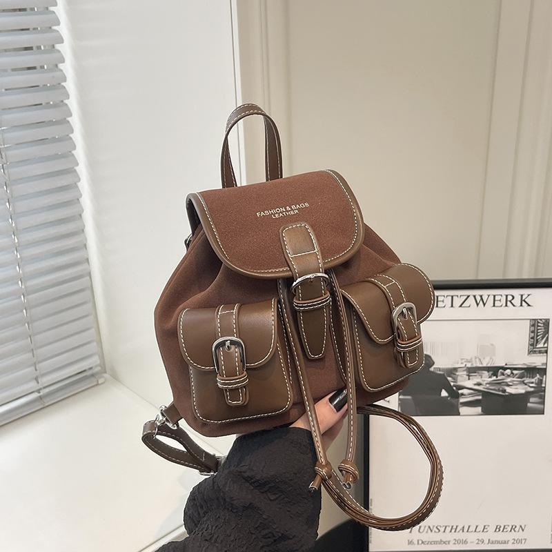 Schultasche Herbst und Winter Retro Wildleder Rucksack Arbeit Vielseitig Damen Reise Rucksack Studenten Pendeln Schultasche